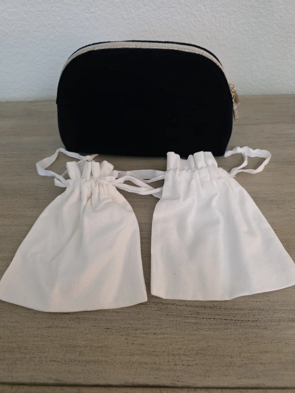 Dior Navy Velvet Cosmetic Pouch And Two Duster Bags